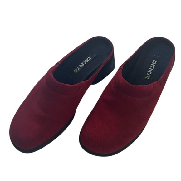 DKNY Red Suede Soft Leather Slip On Clogs Womens Size 6.5M - Picture 1 of 12